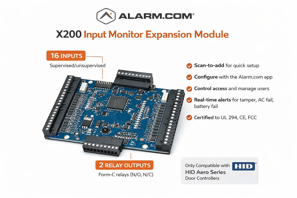 Alarm.com ADC-AC-X200 HID Aero 2-Door/Reader Expansion Module Inputs, 2-Relay Outputs