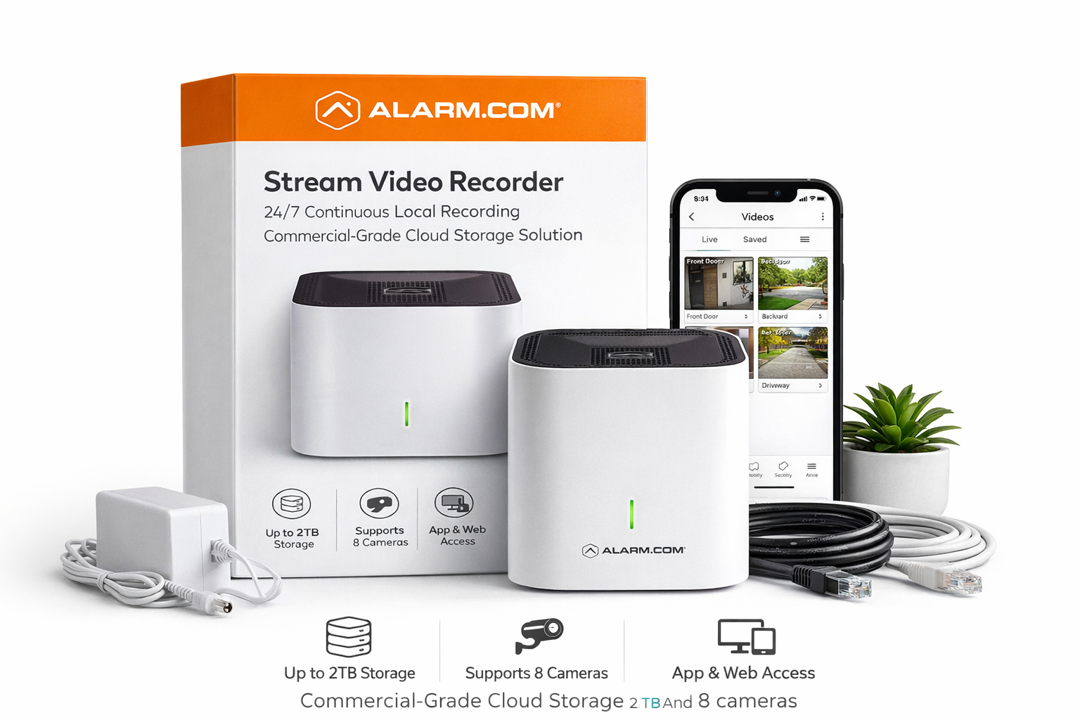 Alarm.com ADC-SVR210-1TB 8-Channel Stream Video Recorder 210, 2TB HDD