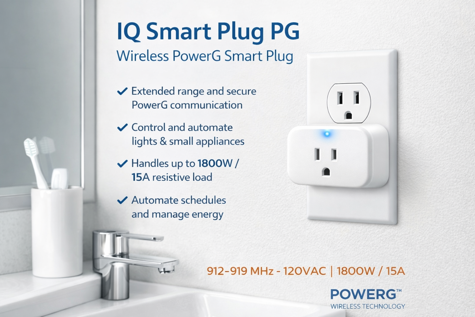 IQ IQSKT-PG PowerG In-Wall Socket with Outlets